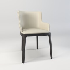 Fototapeta premium wooden metal chair sofa brown offwhite black white chair aesthetic unique 3D illustration render images for graphical content and furniture interior decor home and house lifestyle all angles photos