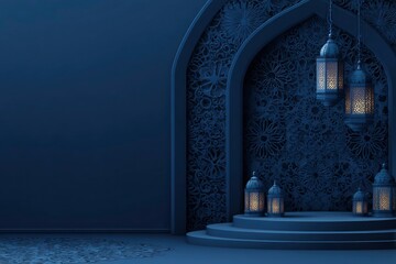 Islamic Lantern with Arch and Geometric Pattern