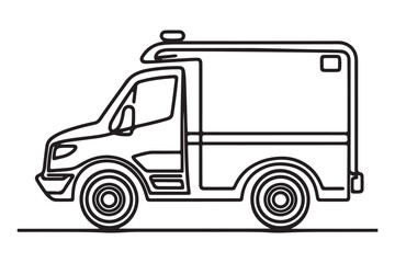 Fototapeta premium Ambulance Vehicle Outline Illustration for Medical Emergency Services