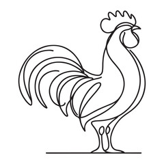 Proud Rooster Silhouette Continuous Line Drawing Minimalist Farm Animal Art