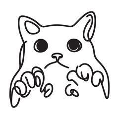 Cute silhouette cat wants to play illustration vector design