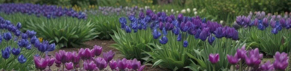 Blue Purple Blooms Amidst Vibrant