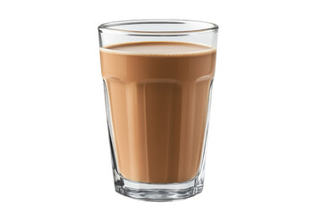 Milk tea in a clear glass isolated on black