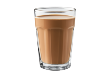 Milk tea in a clear glass isolated on black