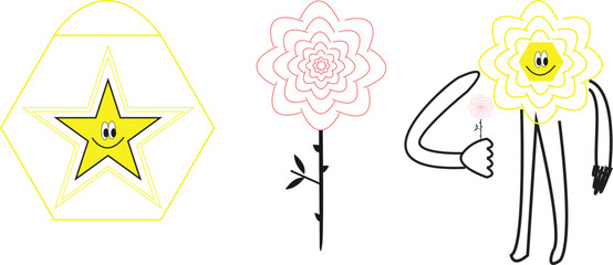 vector illustration of an abstract flower and cartoon design