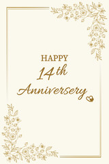 Elegant 14th Anniversary Greeting Card with Floral Border