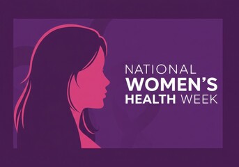National women's health week graphic with female silhouette in pink and purple
