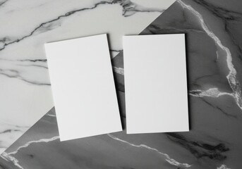 Cards mockup on marble background for branding, stationery, and graphic design showcase