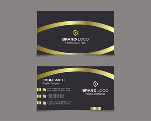 Dark blue and golden luxury premium business card design template. Modern premium visiting card.
