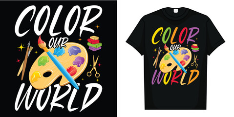 Color Our World Summer Reading 2025 Art Painting Book Lover T-Shirt