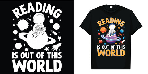 Reading Is Out Of This World Space Funny Books Lover Kids T-Shirt