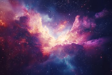 Fototapeta premium A vibrant nebula glows with cosmic dust and stars