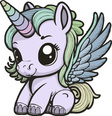 cute cartoon of unicorn series doodle vector illustration