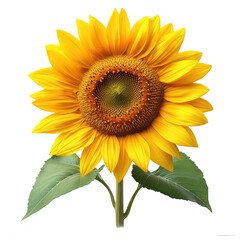 Fototapeta premium Beautiful sunflower blossom close up bright yellow petals nature flower art on transparent background