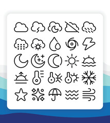 Outline Thin Line Weather Icon Collection Pack for UI or User Interface