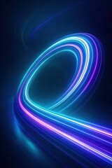 Abstract image of neon light trails forming a loop, creating a sense of speed and motion on a dark background.