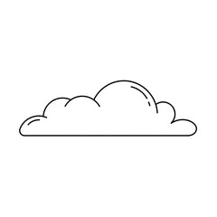 A simple black and white outline drawing of a fluffy cloud on a white background.