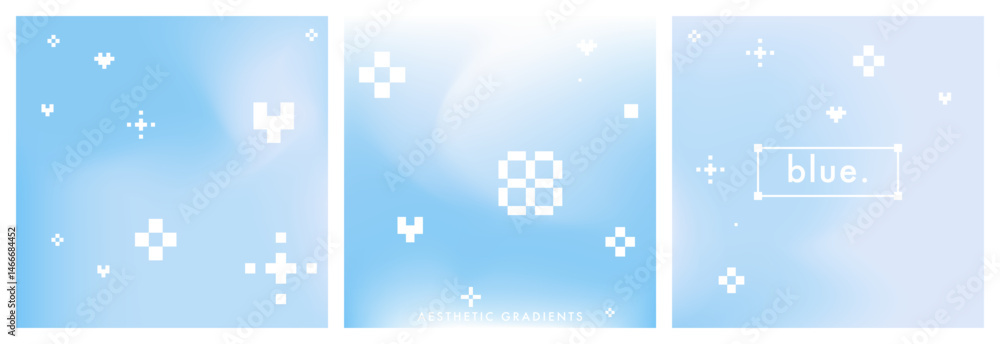 Aufkleber light blue gradient background with simple and fun pixel elements. abstract blue blurry vector textu