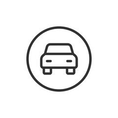 Car zone sign, linear icon. Road access for vehicles or motor traffic allowed. Line with editable stroke.