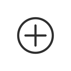 Obraz premium Plus sign in circle, linear icon. Add, create, or increase action. Line with editable stroke.