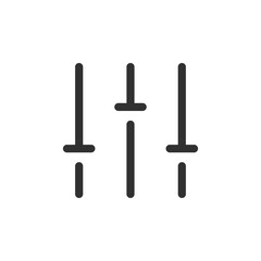 Control sliders, linear icon. Settings, adjustments, or equalizer tools. Line with editable stroke.