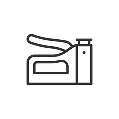 Construction stapler, linear icon. Tool for fastening materials. Line with editable stroke.