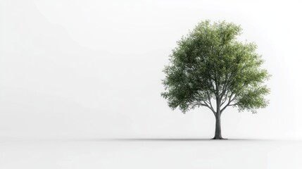 Obraz premium Solitary tree against a plain white background