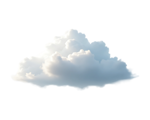 Realistic fluffy cloud element for transparent background weather design and forecast visuals.