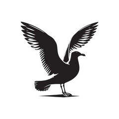 Herring Gull Vector Silhouette, Majestic Seabird Design, Coastal Bird Illustration, Detailed Avian Outline, Ocean Wildlife Art, Marine Bird Symbol.
