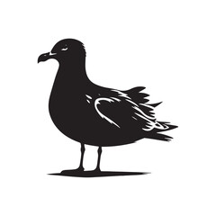 Herring Gull Vector Silhouette, Majestic Seabird Design, Coastal Bird Illustration, Detailed Avian Outline, Ocean Wildlife Art, Marine Bird Symbol.
