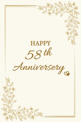 Elegant 58th Anniversary Greeting Card with Floral Border