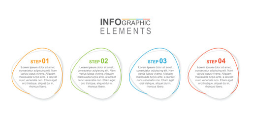 Creative blob shaped infographic with four colorful steps