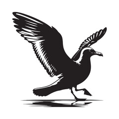 Herring Gull Vector Silhouette, Majestic Seabird Design, Coastal Bird Illustration, Detailed Avian Outline, Ocean Wildlife Art, Marine Bird Symbol.

