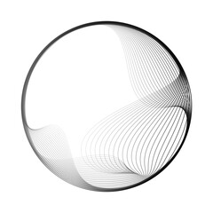 Abstract vector round shape of wavy lines flowing smooth curve black line on transparent background in concept of technology, science, music, modern.