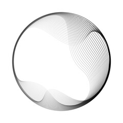 Fototapeta na wymiar Abstract vector round shape of wavy lines flowing smooth curve black line on transparent background in concept of technology, science, music, modern.