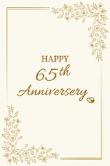 Elegant 65th Anniversary Greeting Card with Floral Border