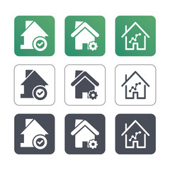 Fototapeta premium Real estate icon. Vector icon illustration. Set of icons related to real estate, property, buying, renting, house, home.
