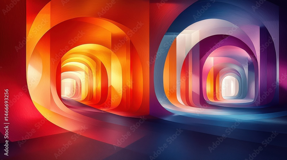 Poster dark tunnel with a bright light at the end creating a mysterious and captivating atmosphere