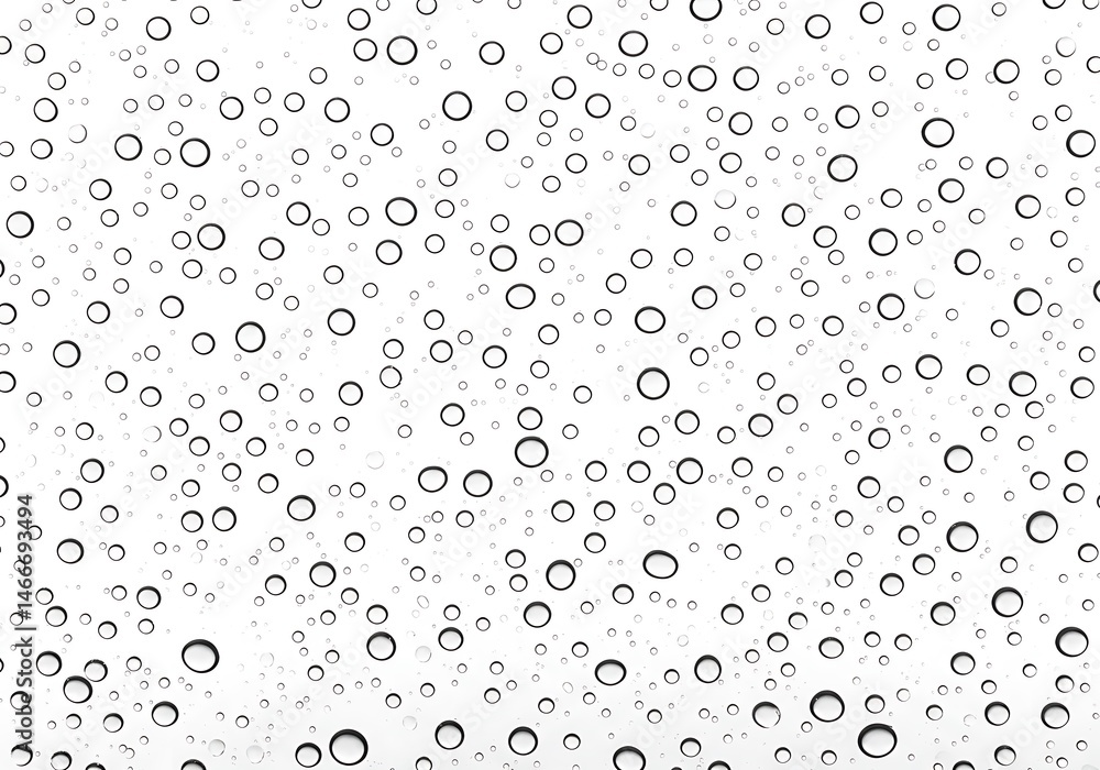Poster a close up view of many water droplets on a clear surface with a bright white background behind it