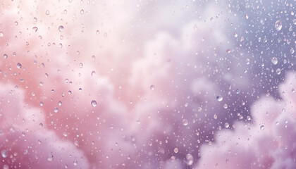 Obraz premium Rainy Day Window Pink Purple Clouds Water Drops Background