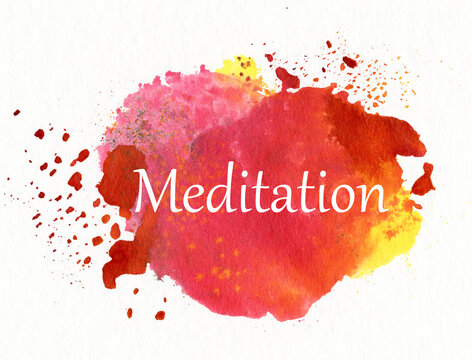 Meditation, Schiftzug auf Aquarell, authentische Malerei