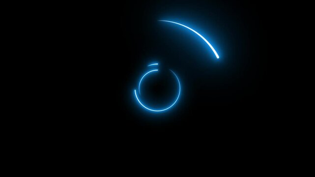 glowing neon circle rotating on black background