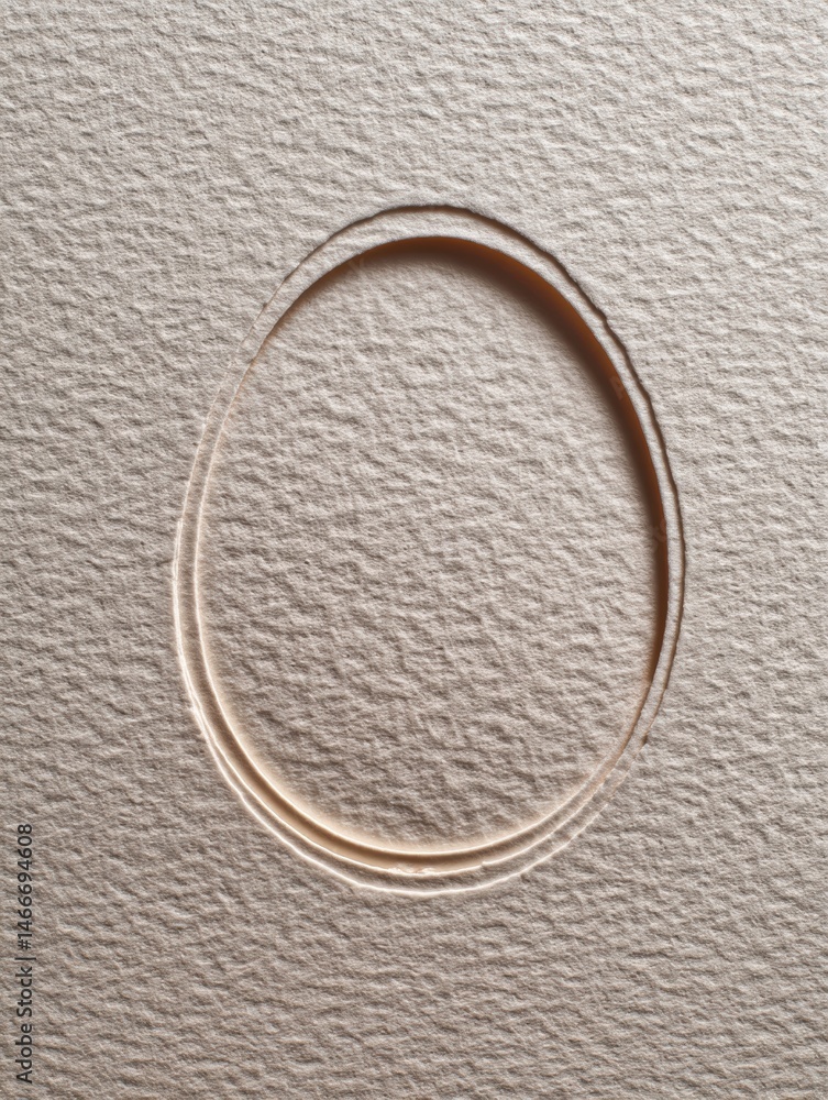 Poster pressed egg outline on soft textured recycled paper for creative design or crafting projects generat