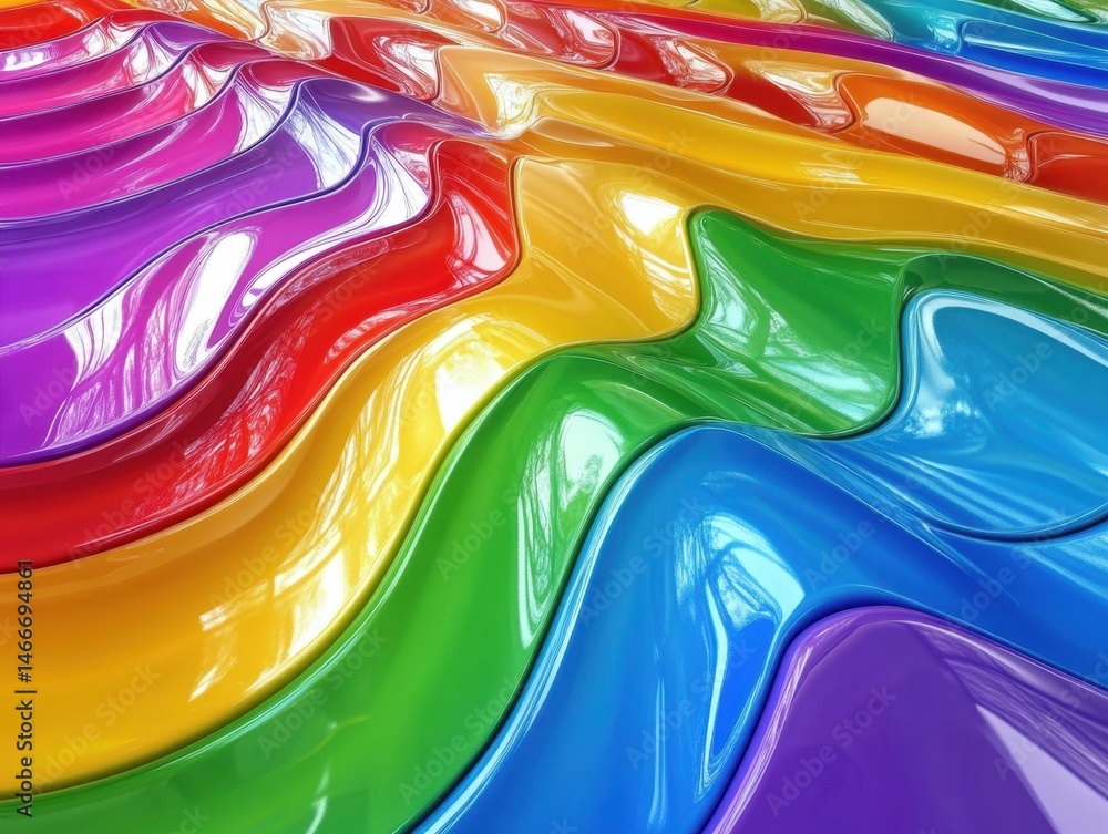 Poster abstract rainbow wave pattern close up glossy colorful surface vibrant spectrum background art desig