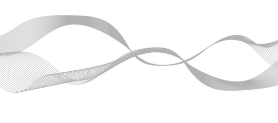 Abstract vector design featuring smooth, flowing gray wave lines on a white background. The waves should have a soft gradient and elegant curves, creating a sense of motion and calm. 