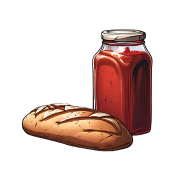 recommend clip art: Bread with Strawberry Jam on transparent background