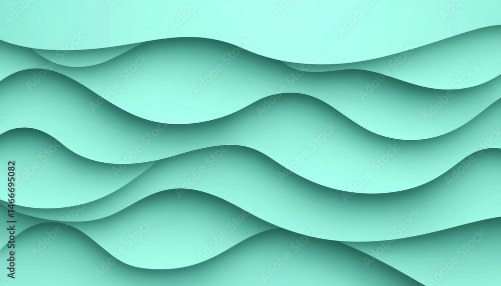 Canvas Prints abstract turquoise wave pattern background, modern paper art design with layered effect