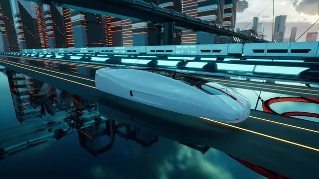 Futuristic Maglev Train In A Modern Cityscape