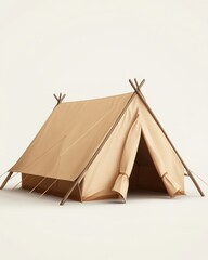 Camping Tent Still Life on White Background for Outdoor Adventure and Glamping Lifestyle Minimalist Style