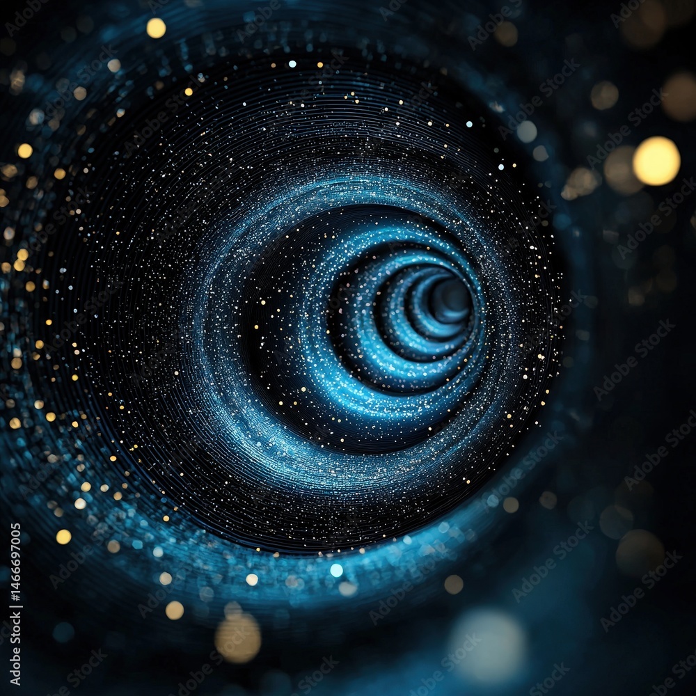 Poster abstract spiral design with a mesmerizing blue and gold swirl pattern captivating the viewer?s eye